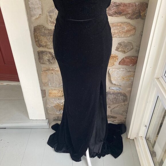 NWT Jovani Open Back Velvet High Slit Maxi Trumpet Gown Dress Women’s 4 - Picture 7 of 13